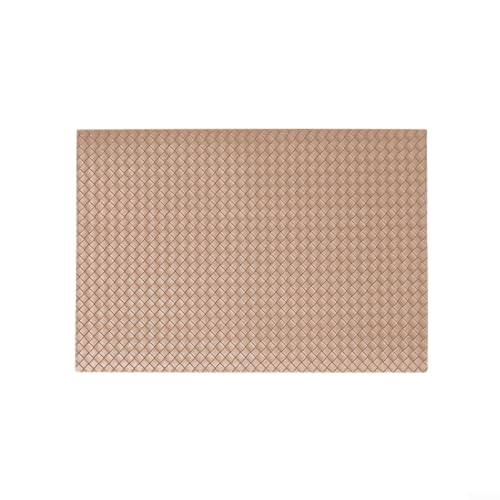 Weave Pattern Leather Placemats Table Mat Coffee Coasters Heat-proof Waterproof(Khaki)
