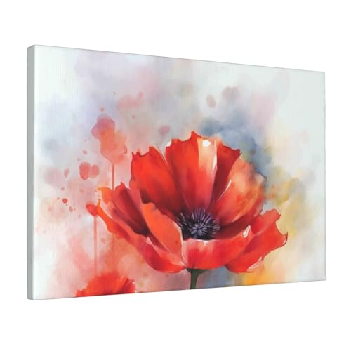 Peinture murale d'art aquarelle, une toile fleurs rouges élégante sans cadre
