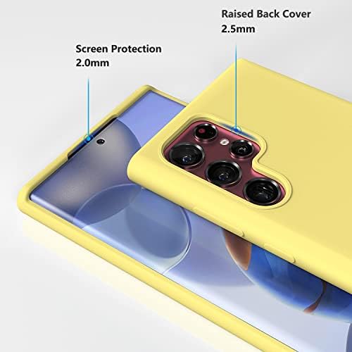 OHLIGIA Samsung Galaxy S22 Ultra Liquid Silicone Case Slim Protective 3 Layer Shockproof Phone Cover (6.8") with Anti-Scratch Soft Microfiber Lining for Galaxy S22Ultra (2022) (Yellow)