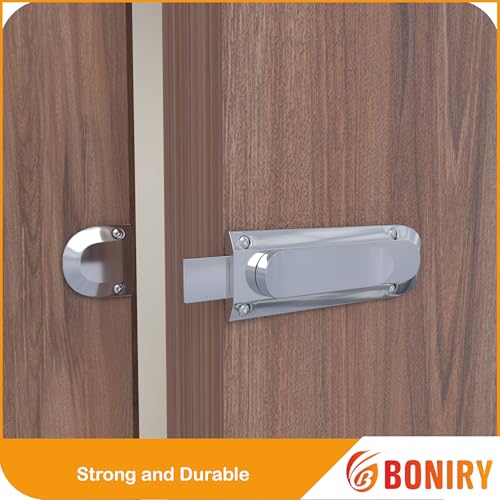 Image of Boniry Door Latch Lock | Solid Metal Door Stopper for Bathroom, Home, Office | Easy Install, Smooth Sliding, Heavy Duty Latch (1, Silver)