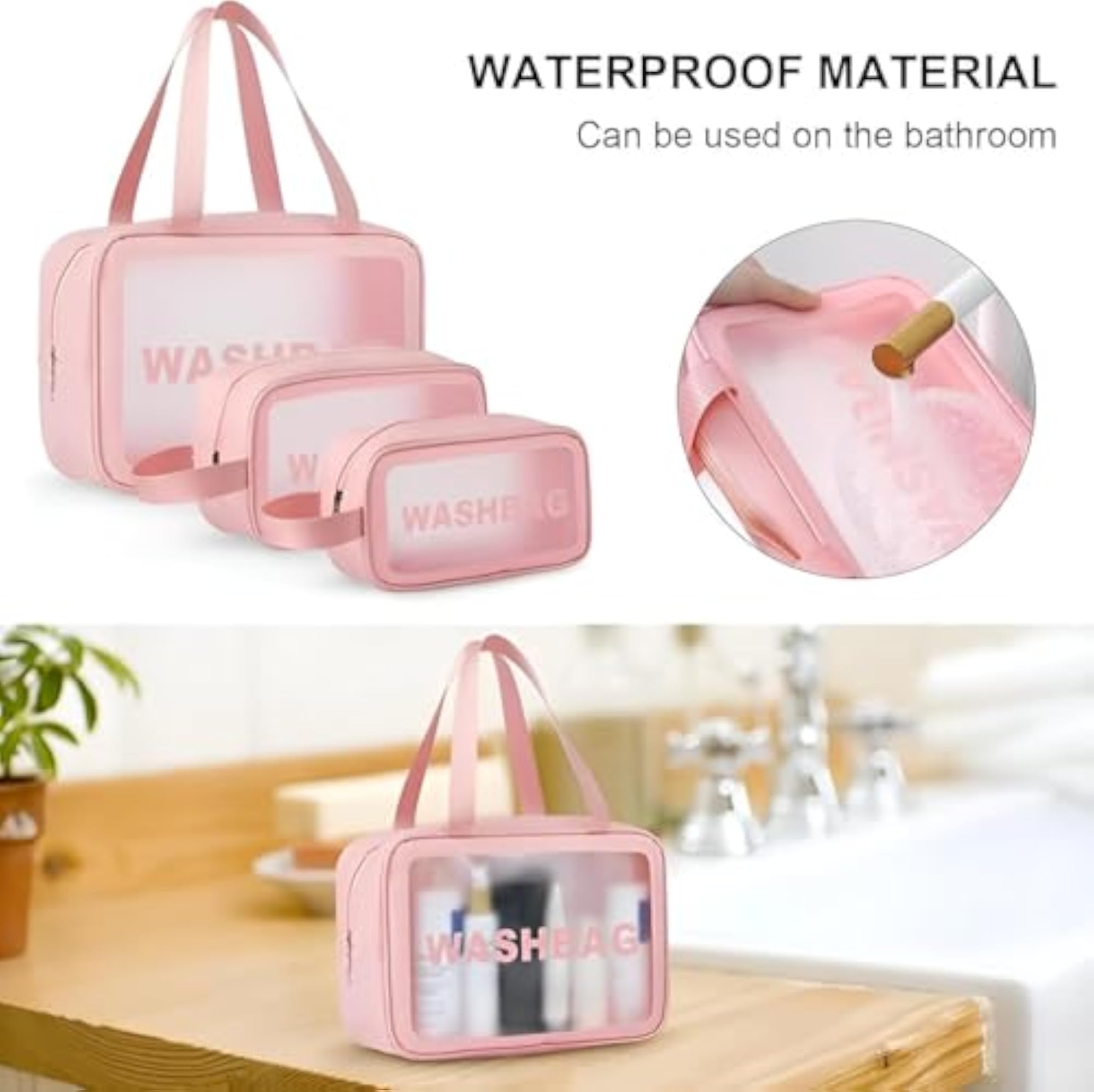 3-Piece Transparent Makeup Organizer Pouch Set for Women
