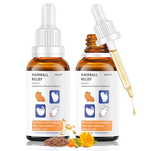 MALOVP Hairball Treatment for Cats,Cat Hairball Remedy,Helping with Hairball Prevention & Elimination,Natural Furball Digestive Relief Support,Chicken Flavor,2 Pack,60 ml (2 fl oz)
