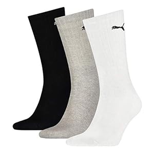 PUMA Mixte Crew Chaussettes,Blanc / Gris / Noir,43-46