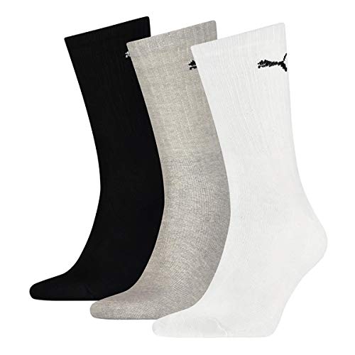 PUMA Mixte Crew Chaussettes,Blanc / Gris / Noir,43-46