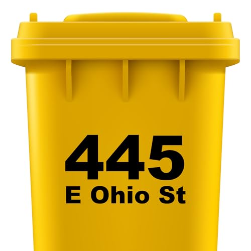 Custom Trash Can Numbers Stickers - Waterproof Personalized Garbage Bin Marker with Street Address - Vinyl Decal for Trash Can - Garbage Sticker for Loss Prevention