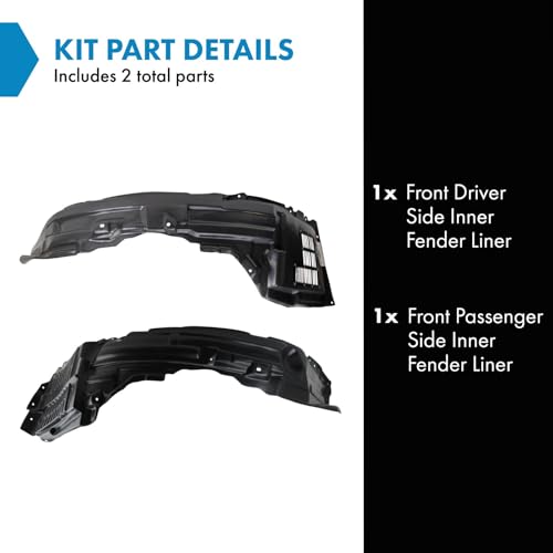 Image of TRQ Front Inner Fender Liner Set Compatible with 2008-2015 Mitsubishi Lancer MI1248125 MI1249123