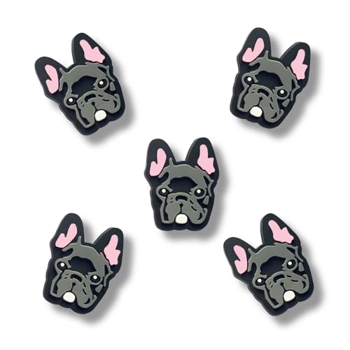 TCHARIRY French Bulldog Dog Shoe Charms - Cute Animal Decoration Charms Gift for Boys Kids Teens and Adults - Set of 5