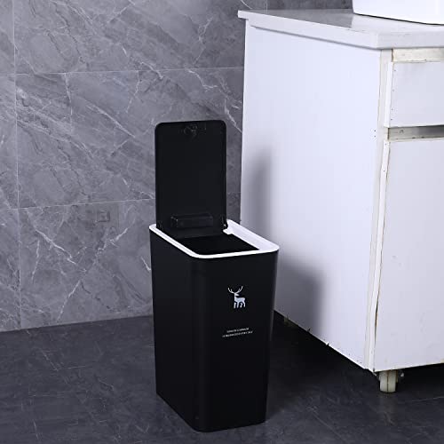 Papelera de baño rectangular 14 litros Sooyee negro miniatura 3