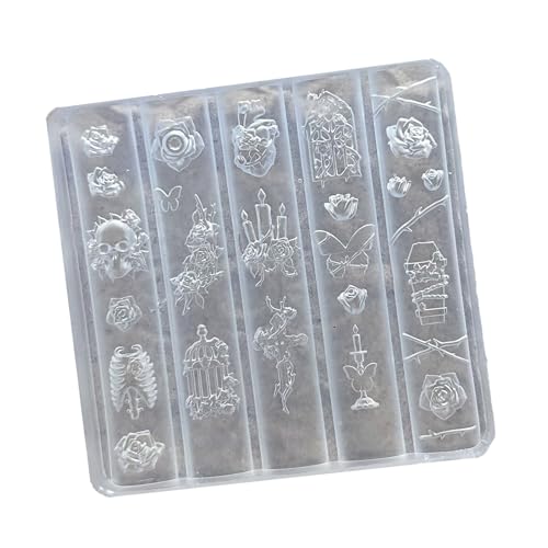 Juego de moldes de manicura flexibles para crear uñas de gel detalladas y accesorios hechos a mano, plantilla de silicona para sellos de manicura