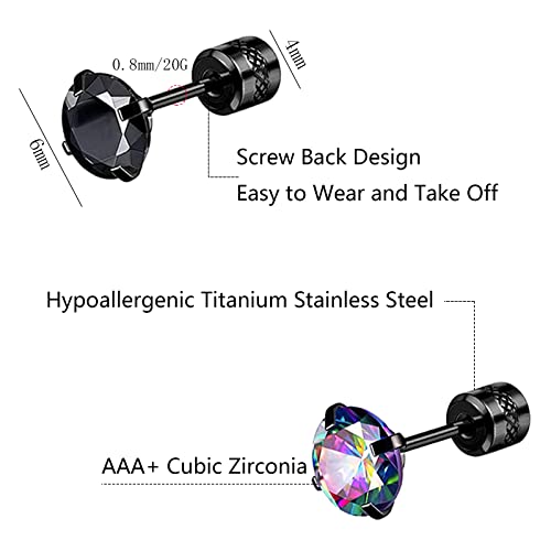 NEWITIN 7 Pairs Titanium Screw Back Earrings for Women Hypoallergenic Earring Double Side 20G Men Earring 5A Cubic Zirconia Sutd Earrings for Women Men2
