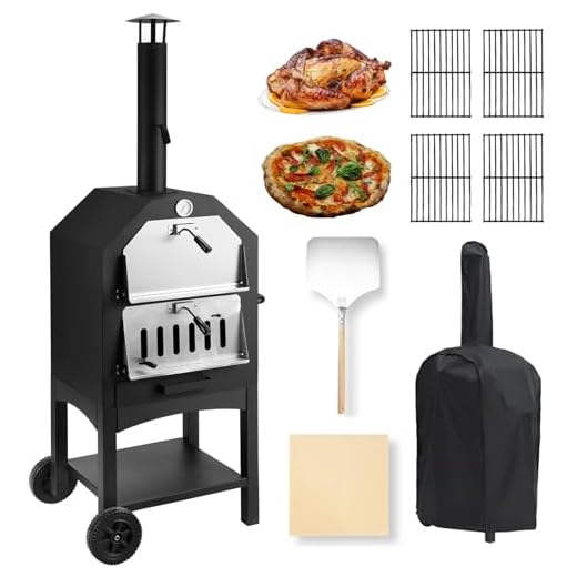 Dawmilon Outdoor Pizza Oven, Wood-Fired Pizza Oven Portable Patio Pizza Maker with Pizza Stone, Pizza Peel, Grill Rack, and Waterproof Cover for Backyard Camping