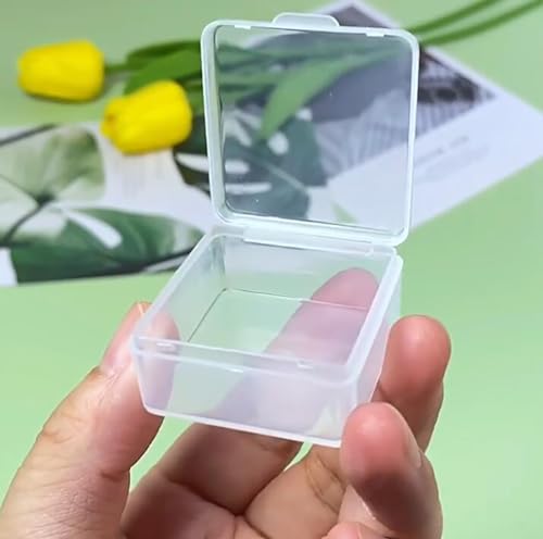 Image of 12 Pack Plastic Storage Cases with Lid, 1.5 x 1.5 x 0.71 Inch,Square Empty Clear Plastic Storage Containers for Small Items, Jewelry, Earrings, Necklace, Rings, Cosmetics, Threads, Beads, Crafts etc.