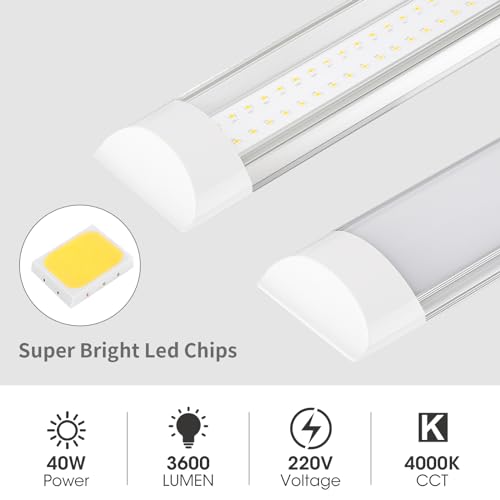 HUMIGA 4FT LED Batten Light, 40W Low Profile Wall Ceiling Surface Mounted Fitting - Image 3