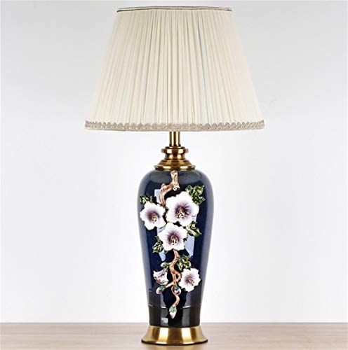 Desk Lamp,European Style Light Luxury Enamel Ceramic Table Lamp Black,American New Chinese Style Marble Living Room Bedroom Study Decoration Bedside Lamp steampunk buy now online