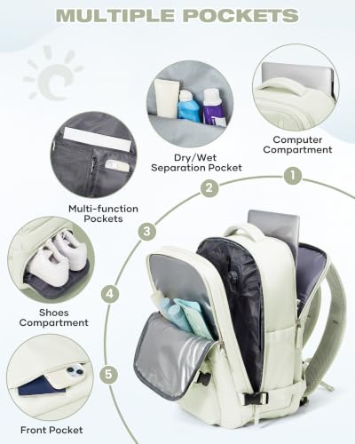 Image of suradar Vacuum Seal Travel Backpack Built-in Pump,Air Compression System Vacuum Vacpack Backpack Travel Bag for Women Men Carry On Suitcase Luggage Laptop Airlines Approved Space Saver Bags White