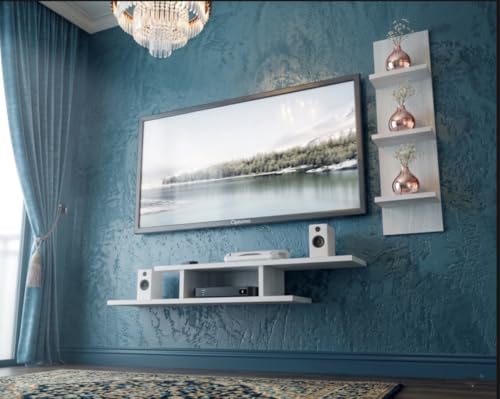 Image of Engineered Wood,Tailed Wall Rack Tv Cabinet, Home Decoration Wall Decor, siutable for 48 inches Smart Tv (Frosty White, Tailed Tv Cabinet)