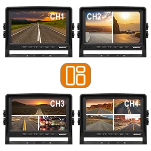 2022 Upgraded Wired 1080P Backup Camera 7" Monitor Built-In Recorder Cab Cam System, Ultra Hd Rearview Screen& 4 Infrared Ip69K Waterproof Cameras For Truck Rv Tractor Camper Skid Steer, Xroose C41 #TOP6