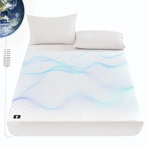 LAGRATY Grounding Sheets-Cooling Fiber with 10% Pure Silver Grounded Fitted Sheet White