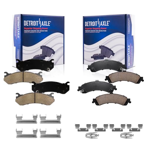 Detroit Axle - 4pc Brake Pads for Chevy Silverado GMC Sierra Avalanche Suburban Yukon XL 1500 Tahoe...