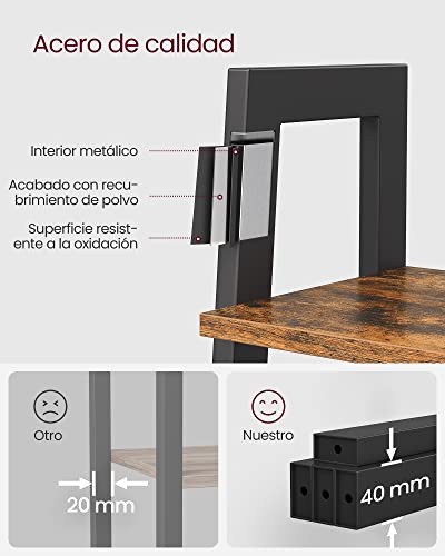 VASAGLE Estantería de Escalera, Estantería de 4 Niveles, para Salón, Dormitorio, Cocina, Oficina en Casa, Estilo Industrial, Marco de Acero, Marrón Rústico y Negro LLS44X - imagen 6
