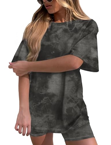 Summer Outfits Casual Short Set - Two Piece Short Outfits Tie Dye Set Shorts and Tee Shirts Short Sleeve