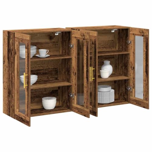 Armario de pared de madera noble y cristal para un almacenamiento elegante 4