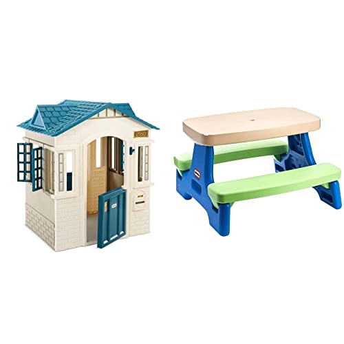 Little Tikes Cape Cottage Playhouse - Blue & Easy Store Jr. Kid Picnic Play Table #TOP30