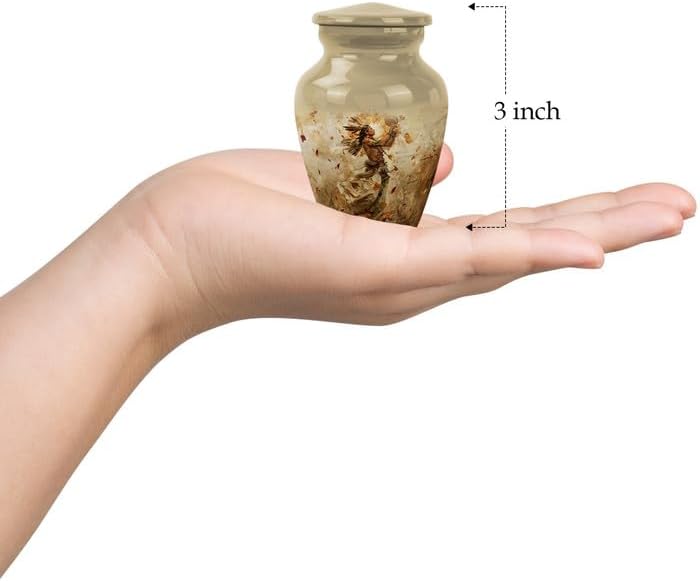 Native American Cremation Urns for Adults Male & Female, Decorative Urns, Pack of 1, Memorial Burial Urn, Small Ashes Keepsake for Sister, Small Keepsake Urn for Mom & Dad Ashes, Cream