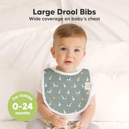 Image of 8-Pack Organic Baby Bibs for Boys, Girls - Soft Cotton Drooling and Teething Bibs for Baby Girl & Boy, Extra Absorbent, Easy to Clean & Put On for Toddler, Newborn, Infant 0-24 Months (Pets & Paws)