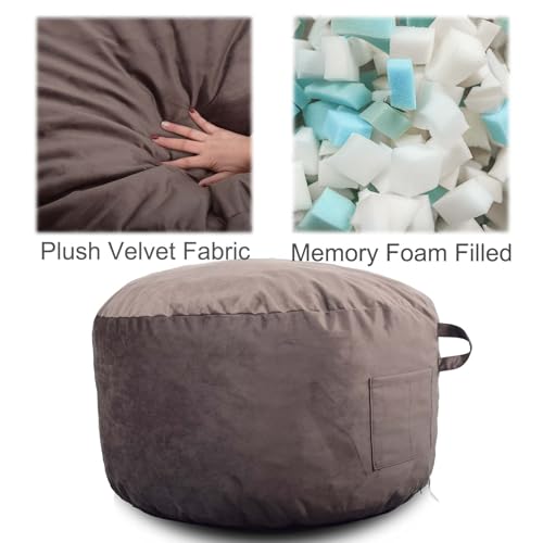 Image of Bean Bag Chairs, Memory Foam Stuffing Bean Bag Chair for Adults /Teens /Kids, Velvet Lazy Sofa Furniture with Removable High-Rebound Memory Foam for Living Room Bedroom College Dorm