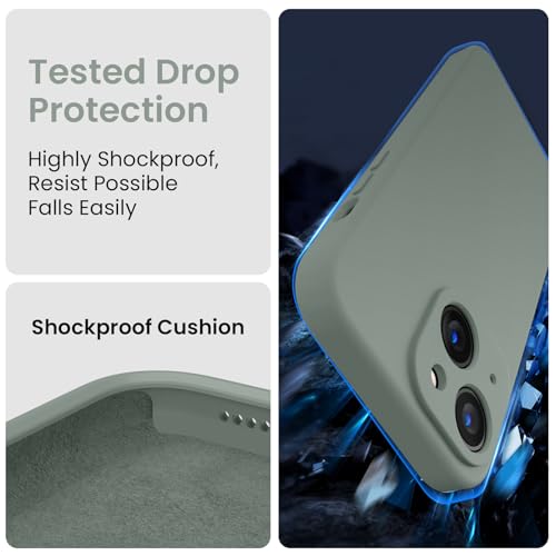 Image of FireNova Designed for iPhone 15 Plus Case, Silicone [Camera Protection] Case, Soft Anti-Scratch Microfiber Lining Inside, 6.7 inch, Calke Green
