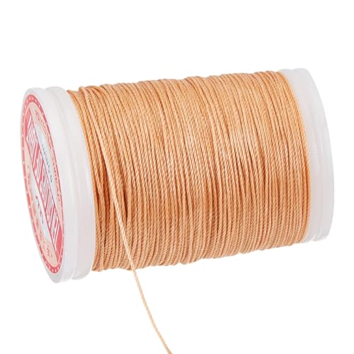 PH PandaHall 0.5mm Waxed Cord, 131 Yards Waxed Polyester Threads Wax Cord Waxed Beading String Twine for DIY Bracelet Necklaces Jewelry Making Sewing Macrame Knotting Project, Burly Wood