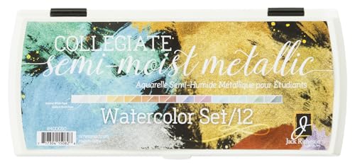 Jack Richeson Set of 12 Semi Moist Collegiate Metallic Watercolor