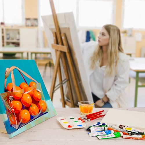 AUREUO 12x12 Inch / 2 Pack Stretched Canvas Set with Stands - 12 Acrylic Paints, Brushes & Palette - Acrylic Paint Kit - Painting Supplies for Artists, Adults & Beginners