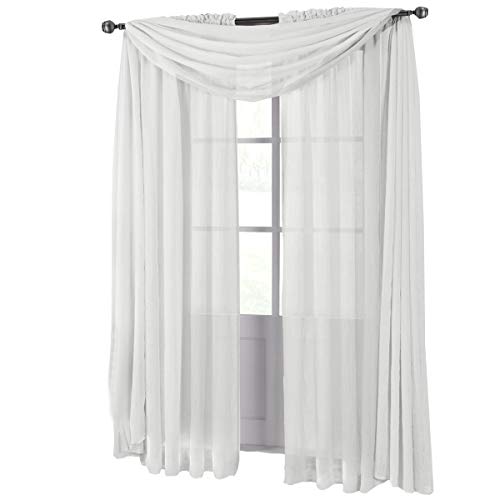 Royal Hotel Bedding Abri White Crushed Sheer Scarf, 50x216 inches