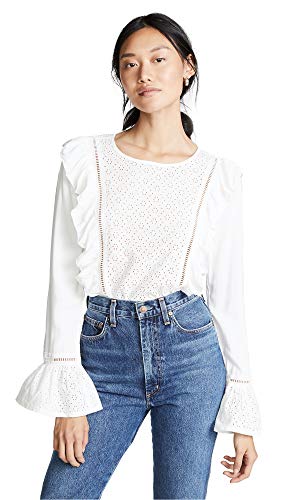 Jack By Bb Dakota Women's Eyelet It Happen Blouse, Bright White Medium #TOP18