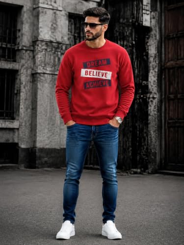 Image of Mack Jonney Men's Printed Fleece Sweatshirt|Full Sleeve Round Neck Winter Sweatshirt for Casual Wear|Travel|Gym & Everyday Style-mj-62