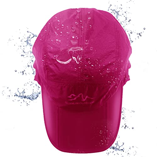 Fishing Cap Sun Hat Face Cover For Men Women Summer Quick Dry Fishing Hat Removable Neck Flap For Outdoor Sports Rose Red #TOP1