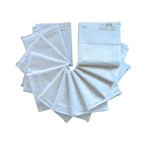 Image of Ashoka Cotton Casual Style Handkerchief For Men - Pack Of 12 (White Plain)