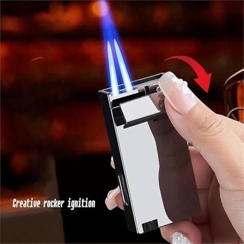 Encendedor a Butano Doble Llama Cortavientos Dorado miniatura 3