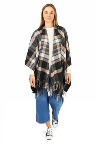 Image of Women's Shawl Wrap Poncho Ruana Cape Cardigan Sweater Open Front for Fall Winter Spring