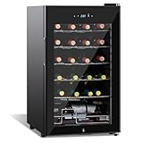17 Inch Wine Cooler Refrigerator, Freestanding Under Counter Compact Wine Fridge, 40-65°F, 24 Bottle Countertop Mini Wine Cooler with Double-Layer Tempered Glass Door/Lock for Bedroom/Apartment