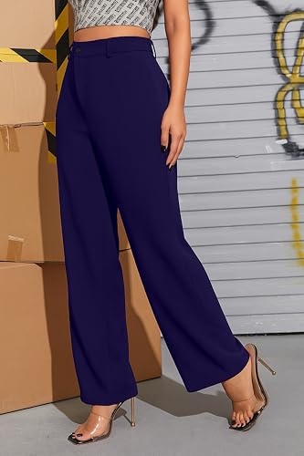 Image of Lycra Trouser for Women - Straight Fit Ankle Length Formal Pant for Office & Casual Wear, Classy Solid Pattern & Plain Design, Comfortable & Stretchable (in, Numeric, 36, Dark Blue)