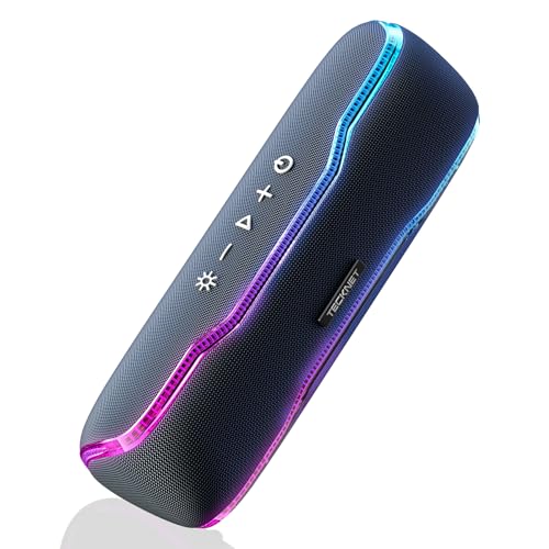 TECKNET Portable Bluetooth Speaker, Bluetooth 5.4 Wireless Speakers with Aux & LED, 30W Stereo Sound Portable Speaker with Dual Drivers, IPX7 Waterproof Speaker for Outdoor, Home, Party, Travel(Black)