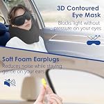 Travel Pillow Memory Foam Neck Pillow for Airplanes | Adjustable Neck Support | Eye Mask, Earplugs & Storage Box | Flights, Road Trips, Car, Train & Home Use