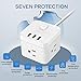 Power Strip Surge Protector BULL Rotating Flat Plug with 3 Outlets and 3 USB Ports, 1875W, 5Ft Extension Cord Cube Surge Protector for Home Office and More, ETL Listed