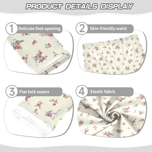 Beautiful Floral Pattern Girls Leggings,Workout Leggings for Girls Toddler Athletic Leggings Size for 3-10T3