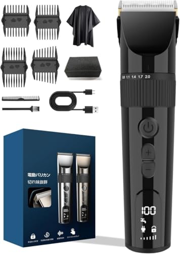 「2025新登場・TEYP-C急速充電」バリカン 電動バリカン ヘアーカッター バリカン メンズ 散髪 5時間連続使用 6段階変速 5段階刈り高さ 8種類アタッチメント LEDディスプレイ IPX7防水 坊主 ツーブロック 子供/家庭/業務用ばりかん プロ仕様