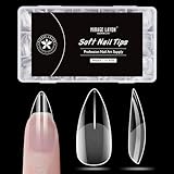 MIRAGE LAYON Medium Stiletto Acrylic Nails 495 PCS, 15 Sizes Full Cover Tips with Half Matte Texture, Salon Grade DIY Extension Kit