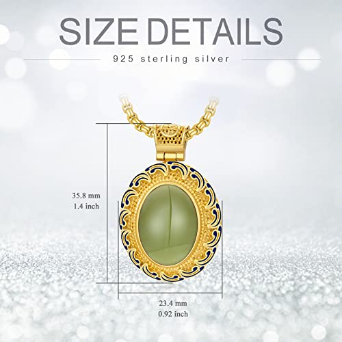 Jkr Jade Necklace For Women Sterling Silver Gold Plated Enamel Boho Comma Necklace Vintage Antique Oval Necklace Mother’s Day Jewelry Gifts For Women Mom Girls Grandmother-10 #TOP3